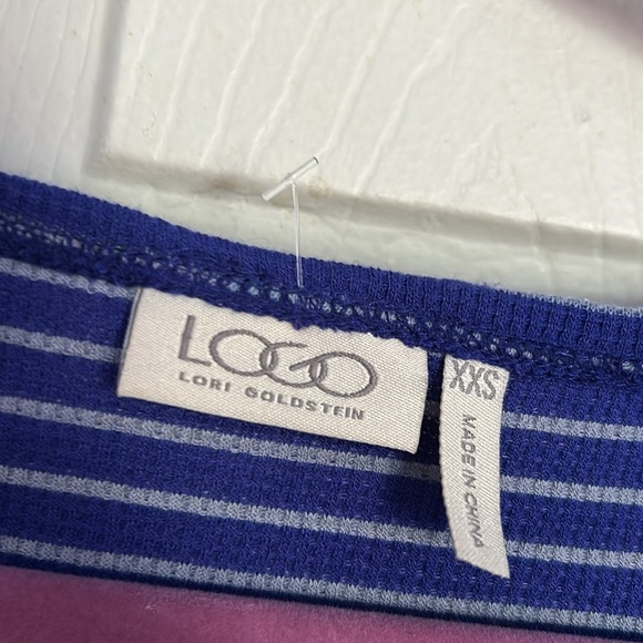 NWOT LOGO by Lori Goldstein lapis/nickel waffle knit tunic tank top size XXS - Picture 6 of 7